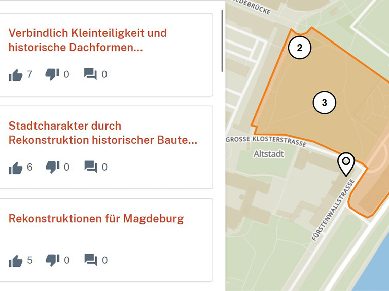 Ausschnitte der Beteiligungsplattform otto-beteiligt.de