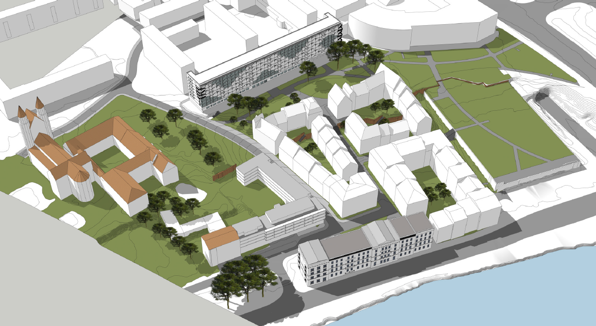 Konzeptidee für die Bebauung des Prämonstratenserberges. (Quelle: Duong & Schrader GmbH, Wohnungsbaugesellschaft Magdeburg mbH, Upwind Holding GmbH