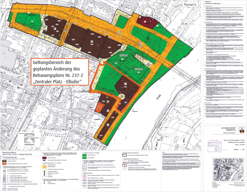 Der rechtsverbindliche B-Plan Nr. 237-2 "Zentraler Platz / Elbufer"
