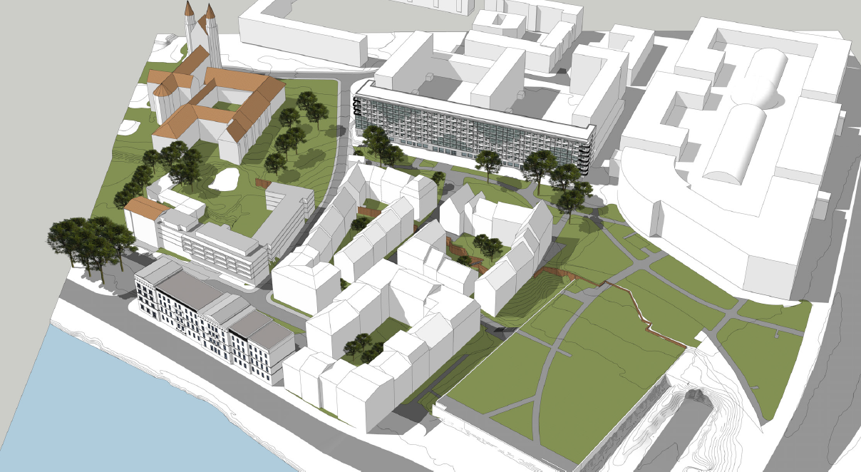 Konzeptidee für die Bebauung des Prämonstratenserberges. (Quelle: Duong & Schrader GmbH, Wohnungsbaugesellschaft Magdeburg mbH, Upwind Holding GmbH