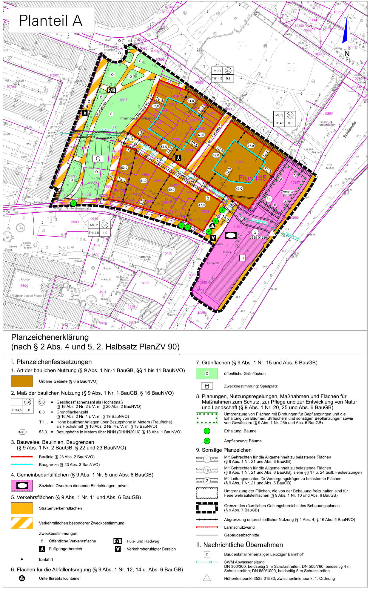 Planzeichnung des Planentwurfs zur B-Plan-Änderung